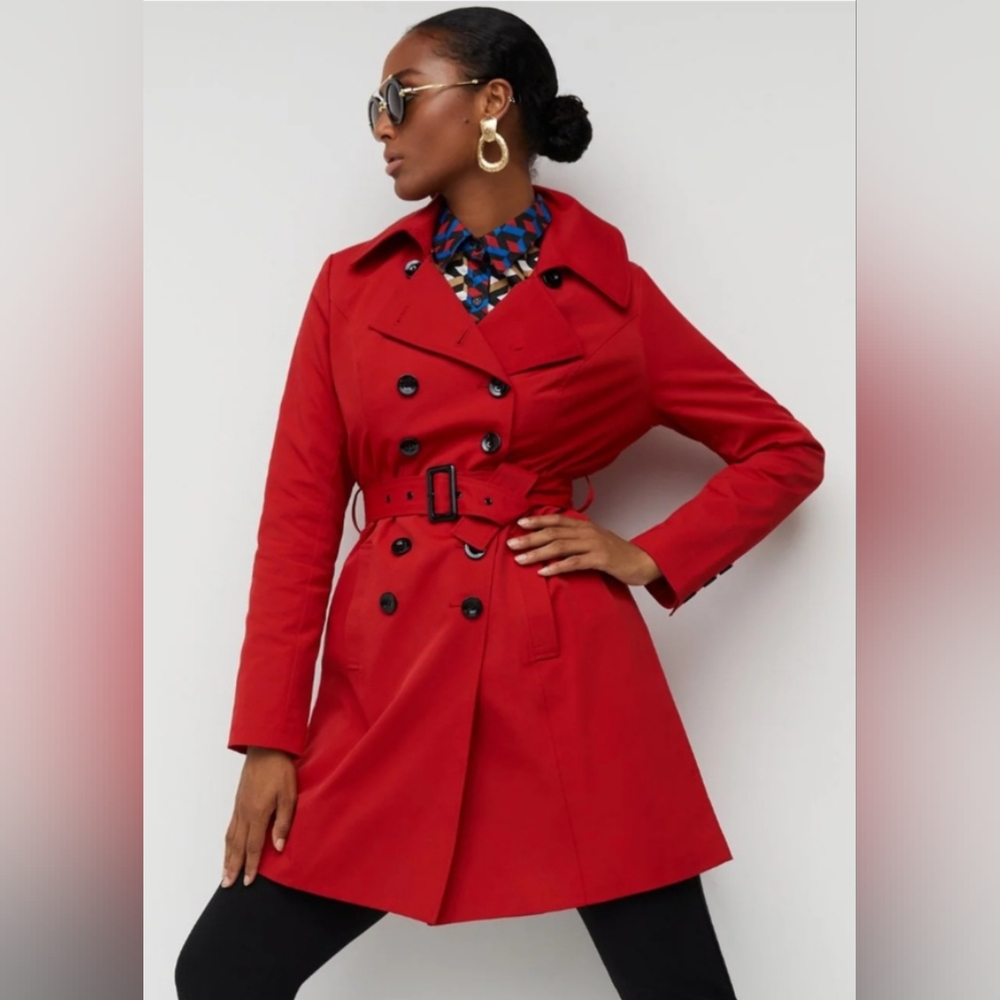 UNUSED New York & Company Red Trench Coat Size XXL 2XL